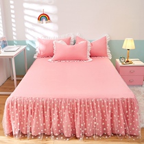 New Products Lace bed dress Three sets Home Single beds Hood Non-slip Net Red Princess Bed Single 1 5m1 8 m 2m