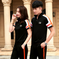 Mens sports suit summer couple wear short-sleeved trousers sportswear mens and womens casual school uniform sportswear cotton