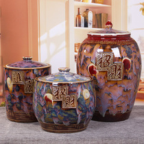 Jingdezhen rice barrel rice cylinder ceramic with lid household 20 catty of 50 catty of grain and moisture sealing face cylinder miscellaneous grain storage tank