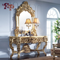 FP French imperial furniture handmade custom full gold foil solid wood carving art porch decorative mirror combination