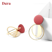 925 silver needle simple French temperament earrings female 2021 New Tide red senior sense niche fashion ear ornaments