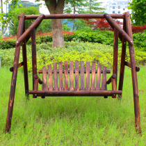 Villa garden family outdoor solid wood head rocking chair swing wood double balcony hanging chair anti-corrosion wooden Qianqiu