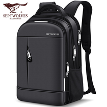 Seven Wolves Backpack Mens Business Double Shoulder Bag Fashion Youth Student School Bag Casual Travel Computer Bag Tide Large Capacity