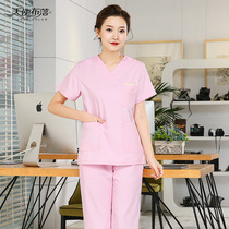 Operating Room Washwear Woman Short Sleeve Surgery Clothing Beauty Salon Doctor Work Clothes Brush Hand Served Oral Doctor Surgery Suit