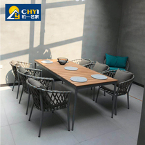 Nordic outdoor courtyard table and chair dining table and chair combination cafe rattan chair garden terrace balcony outdoor leisure furniture