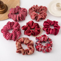 Retro passionate red line Hairband head rope female temperament hair accessories simple Ins Net red tie hair rope