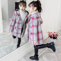 Girls Tadel Coat Thickened 2021 New Female Middle Children Korean Edition Long Fashion Hooded Coat