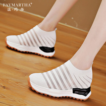 Fa Martha Small White Shoes Woman Summer Thin 2022 new flying weave breathable mesh surface to add up a foot pedal sloth shoe