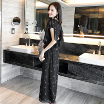  Special off-code clearance Chiffon jumpsuits straight high waist temperament wide legs thin sexy jumpsuit suit summer