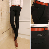 Mens summer slim stretch plus size small feet casual pants plus fat increase tall custom-made black trousers