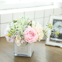 Moisturizing rose Hydrangea glass bottle set combination coffee table table bedroom floral arrangement bouquet decorative flowers