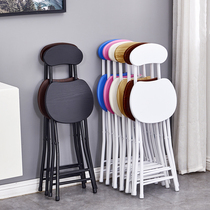 Modern folding chair home space-saving round stool simple restaurant spare stool carrying work back chair