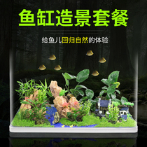 Fish tank decoration small ornaments aquarium creative small ecological fish tank landscape stone rockery natural simulation water grass