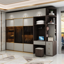  Light luxury wardrobe Household bedroom modern simple sliding door rental room assembly cabinet Overall sliding door large wardrobe