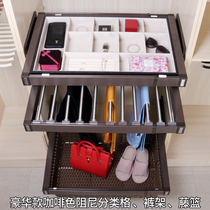 Storage basket Cloakroom hardware accessories Damping buffer wardrobe jewelry box Telescopic pants rack Pants pumping pants hanging rattan basket