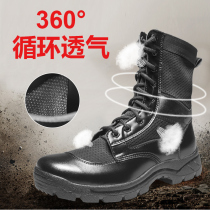 Summer labor security boots Mens and womens tactical canvas high-top ultra-light security security shoes Black zipper training boots