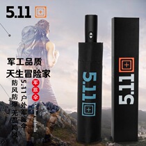 Military 511 fully automatic umbrella folding increased reinforcement and thickened wind resistant men super large double black glue sunny and rain dual use