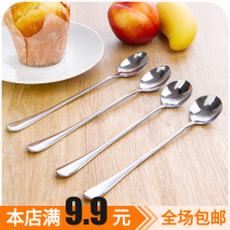 Korean creative stainless steel long handle spoon household fruit spoon coffee spoon mixing spoon long spoon Western food soup spoon