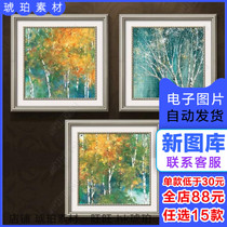 Dreamy fresh multicolored abstract birch forest forest forest landscape oil painting decorative painting electronic material picture gallery