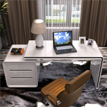 Computer desk Modern simple desktop office Home writing desk Corner desk bookshelf combination bookcase white paint