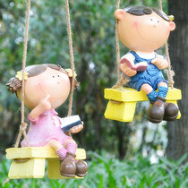 Reading Doll Kid Swing Piece Resin Handiwork Miniatures Miniature Landscape Desktop Counter Adornment Swing of Swing Pendant