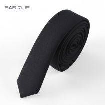 Yuanben super narrow version 3 woolen tie dress Business Mens small tie black British tide