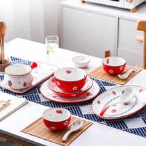 Nordic ceramic saucers dishes dishes steak dinner plates household rice bowls noodles spoon breakfast tableware combination