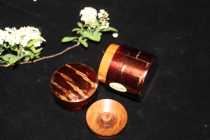 Song Dynasty tea tea tea tea set wooden cherry leather handmade small tea powder cans Mini small small portable tea powder cans