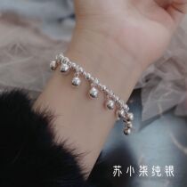 Flow Su Suzuki Hand chain sound bean pearl pure silver Mori series Bohemian small frescoed bracelet for Valentines Day