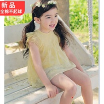 Korean version 2-3-45 small and medium childrens clothing top lace doll skirt shirt small flying sleeve princess dress super soft and cool