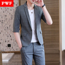 Summer new 70% Sleeveless suit Mens Korean version Swarm up sleeves Small Western-style summer and half sleeves A suit damp