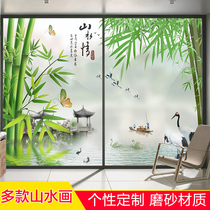 Glass sticker matte transparent opaque film toilet window shading sticker toilet decoration landscape