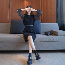 2021 new womens early autumn clothing temperament chic French niche senior design sense slim knit dress