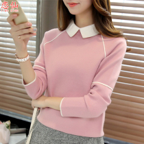 Pink thick thick plus Velvet Doll collar sweet literary retro eating soil base sweater ins female forest autumn and winter