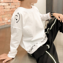 Childrens clothing boys long sleeve T-shirt autumn clothing middle-aged childrens cotton base shirt spring and autumn 2021 New