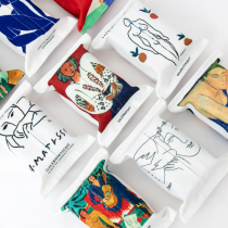 Net red abstract lines figure oil painting storage tissue box toilet moisture-proof tissue bag thickened cotton linen fabric