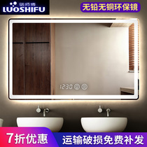 Toilet bathroom Intelligent touch mirror with lamp hanging wall wall-mounted anti-fog led toilet bathroom customized