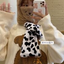 Resurrection Korean ins Girl Cow Scarf Winter Plush Bib