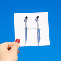 Super fairy 925 sterling silver stud female temperament Korean personality earrings simple long black five-pointed star tassel earrings