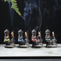 Reverse incense burner creative purple sand small monk high mountain flowing water smoker ceramic crafts Incense Road Home Office ornaments