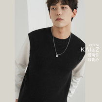 Fake two-piece sweater men autumn 2021 New loose trend round neck casual Joker sweater autumn winter base shirt