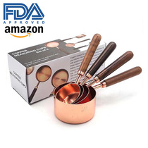 Quantity cup with scale baking Home Stainless Steel Rose Gold Measuring Spoon 4 Pieces Kit Measuring Spoon Log Handle