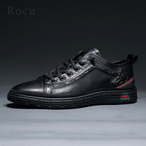 Rocuplate Shoes Man Genuine Leather 2020 Winter New Bull Leather 100 Lap Light Lavish Black Mens Sport Casual Shoes