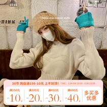 Summer Home 2021 Autumn Winter New style Bubble Sleeves Short sweater woman design feeling small and thick and soft glutinous