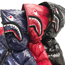 2021 Winter short down jacket children boys and girls Baby Baby Baby Bright Face shark big teeth down jacket white goose down jacket