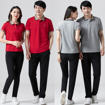 2022 Summer New Lovers Casual Sports Suit Men And Women Turnover Short Sleeves Red Clothing Long Pants Customizable Logo