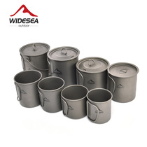Widesea camping titanium cup pure titanium material with lid outdoor coffee cup lightweight and easy storage camping tableware