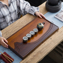 Peach blossom bamboo wood tea tray household drainage tea Sea single-layer trumpet simple tea table kung fu tea set tea ceremony