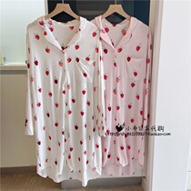 Japanese Gelato Ice Cream Cute Strawberry Mordale Cardiovert Pajamas Pyjamas Womens Spring Summer Sleeping Dress
