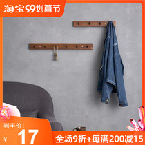 ins style Japanese Nordic door rear hanging hanger solid wood adhesive hook Wall home wall hanging porch coat rack